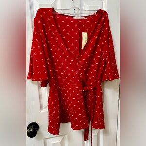 Francesca's Collections Red Heart Blouse
